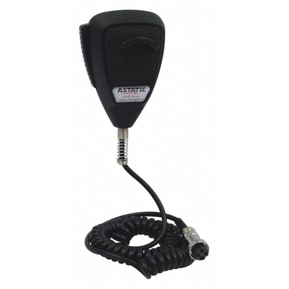 Astatic 30210002 Rubberized 4 Pin 636L Noise Cancelling Microphone, Black
