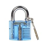 IMISNO Blue Crystal Professional Visible Cutaway of Padlocks Lock for Locksmith Lock Training Trainer with 2 Keys for Beginners