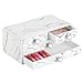 mDesign Decorative Wide Plastic Makeup Organizer Storage Station with 4 Drawers for Bathroom Vanity, Countertop, Cabinet - Holds Lip Gloss, Eyeshadow Palettes, Brushes, Blush, Mascara - Marble