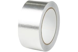 HZCOYIM 2in x 66ft Reinforced Aluminum Fiberglass Tape High Temperature Resistant Muffler Tape Suitable for Piping/HVAC/Automotive/Heat and Sound Insulation Repair