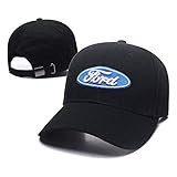 Car Logo Adjustable Baseball Cap, Unisex Hat Travel Cap Car Racing Motor Hat for Ford - Black