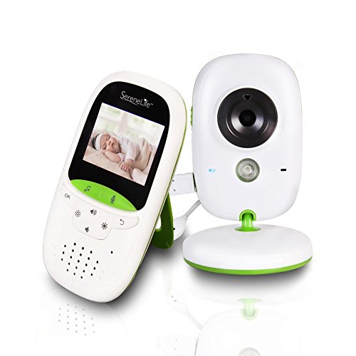 Dual Wireless Video Baby Monitor - Temperature Thermometer Sleep Camera System w/ 2â€ Digital Color Screen, Rechargeable Battery, Audio Speaker and Portable Mobile Clip - SereneLife