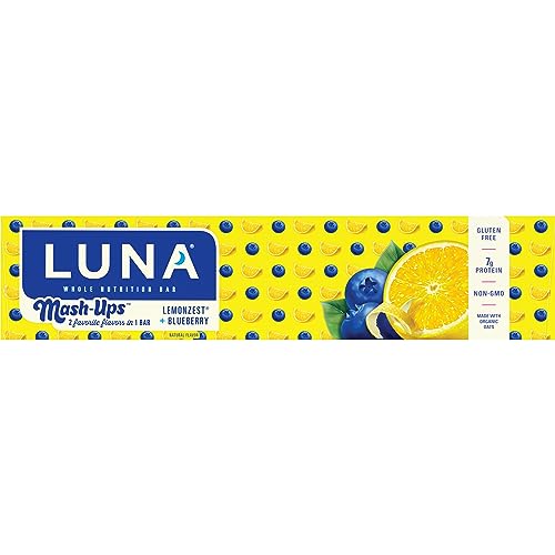 LUNA BAR – MASH-UPS LEMONZEST + BLUEBERRY FLAVOR – GLUTEN FREE SNACK BARS – NON-GMO – PROTEIN BARS – MADE WITH ORGANIC OATS (15 PACK)