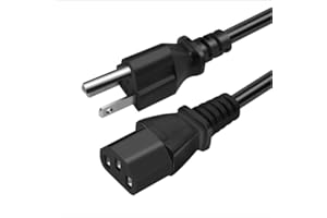 Standard 3.3ft (1.0m) Black 3 Prong AC Power Cord Cable for Electronics, TV, Computer, Printer, Radio, Monitor,Laptop and Mor