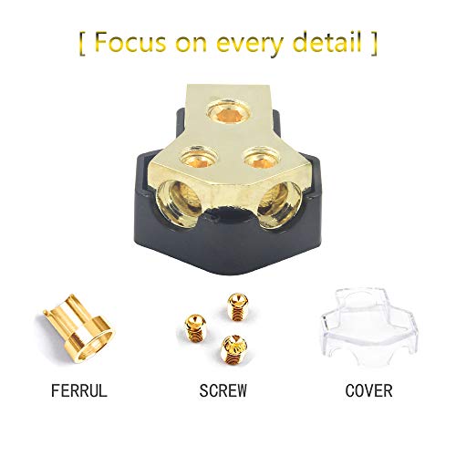 RKURCK 2 Way Power Distribution Block, 0/2/4 AWG Gauge in, 4/8/10 Gauge Out, Car Audio Stereo Amp Distribution Connecting Block for Audio Splitter (2Way) - Thumbnail 6