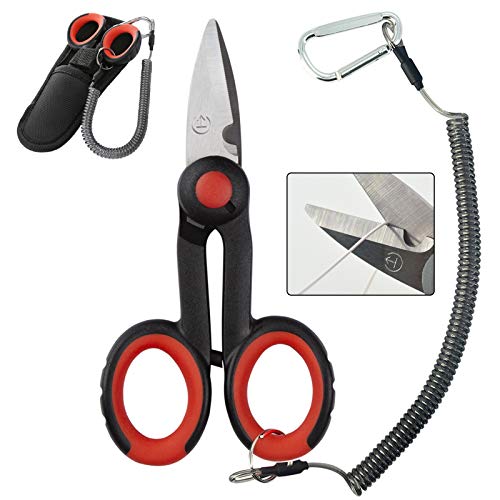 BXIO tijeras de Pesca Angelschere mit Umhängeband und Nylonscheide, strapazierfähig, rutschfest, Faserkabelschneider…