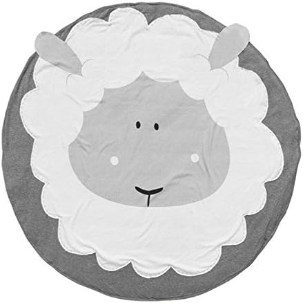 BABEE Kids Rug Baby Nursery Crawling Mat Round Carpet, Play Mats Cartoon Animal, Children's Room Decoration (Sheep)