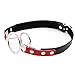 iiniim PU Leather Double Metal Ring Open Mouth Gag Couples Role Play Toy (Black Red, One Size)