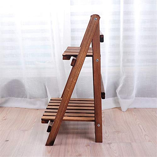 Plant Stand 2 Tier Wooden Ladder Bookshelf Bookcase Standing Shelving Unit Leaning Wall Shelves Storage Shelves Display Rack Kitchen Herb Garden Flower Pot Flower Display Stand