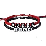 Morenitor Couple Bracelets, Handmade You are My Queen My King Key and Lock Braided Bracelet Beads with Rope Jewelry Set Gifts for Couples