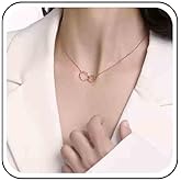Ximdble Vintage Interlock Circle Choker Necklace Hollow Circle Pendant Necklace Irregular Double Hoop Circle Necklace Gold Geometric Interlocking Circular Necklace for Women