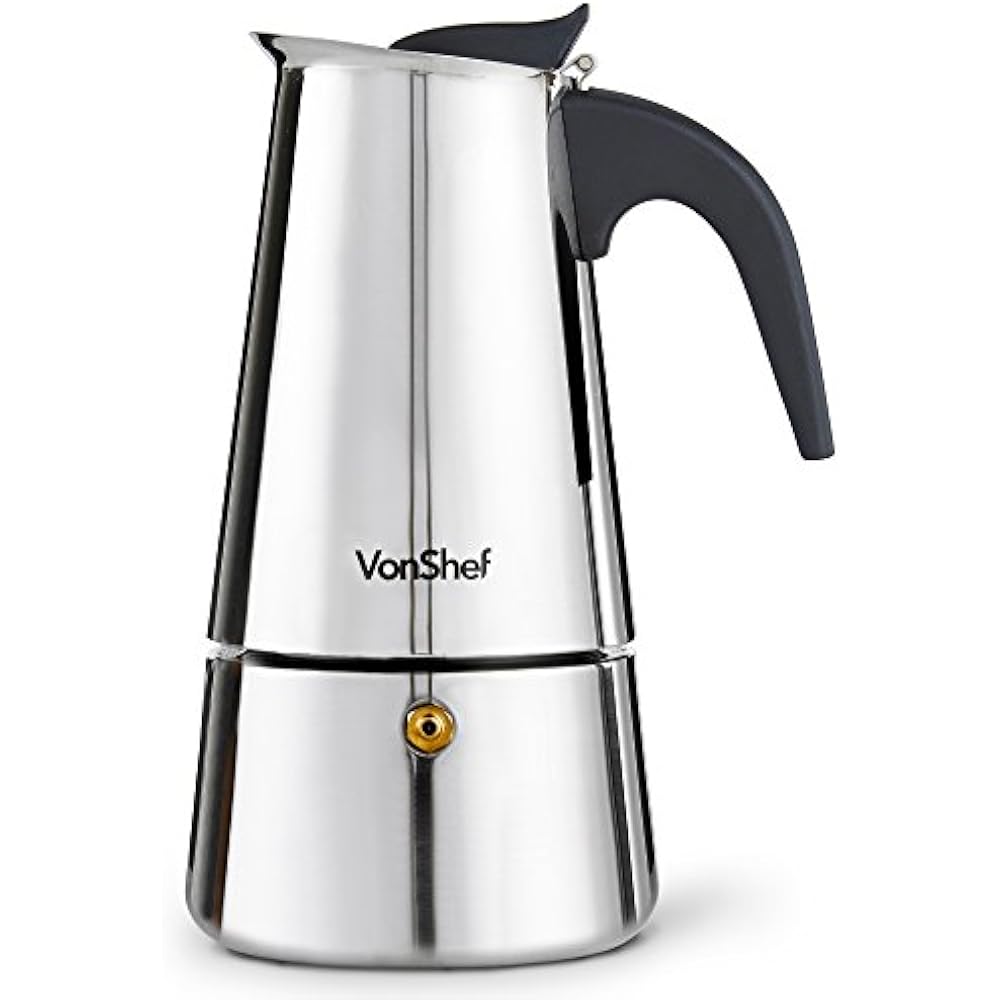 VonShef Percolator Stove Top Espresso Coffee Maker With 4 Glass