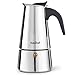 VonShef 6 Cup Stovetop Espresso Coffee Maker with 4 Glass Demitasse Cups – Stainless Steel