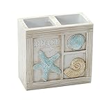 Zenna Home Seaside Serenity Toothbrush Holder, Coastal Beach Theme Bathroom Accessory
