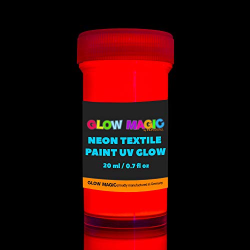 Glow Magic Fabric UV Paint Set - Set of 8 – Neon Textile Black Light Paints - Fluorescent Tie Dye Clothing Color – For Vibrant Glowing Art Projects - Easter Egg Painting 8 x 20 ml / 0.7 fl oz
