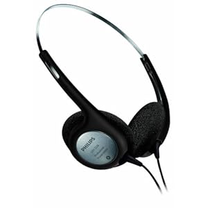 Philips LFH2236 Stereo hoofdtelefoon voor dicteer- en afspeelapparaten met 3,5 mm jackstekker, oorkussens, zwart/zilver