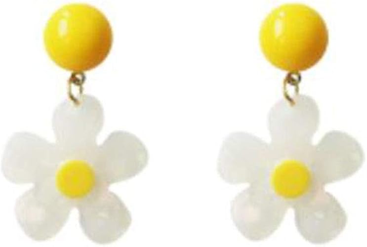 Amazon Co Jp Debangniピアス レディース 気質 イヤリング お花 シンプル 耳飾り 軽い オシャレ アクセサリー ピアス 揺れる かわいい 原宿風ピアス デート お出掛け ジュエリー 贈り物 小物 プレゼント 黄色樹脂の蕊 ジュエリー
