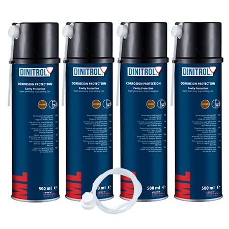 4 x DINITROL ML PENETRATOR RUST PROOFING CAVITY WAX 500ml AEROSOL + EXTENSION