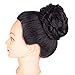 Stamped Glorious 100% Real Human Bun Extensions Mixed Brown Messy Hair Scrunchies chignon hairpiece natural hair for women Kids Donut Updo Ponytail Hair Chignons (Natural Black), 2 Count