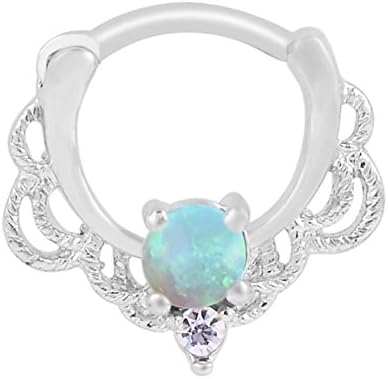 Opal nipplerings Nose Hoop Rings 316L Surgical Steel Nose nipplerings Piercing Jewelry By Lzmin 16G