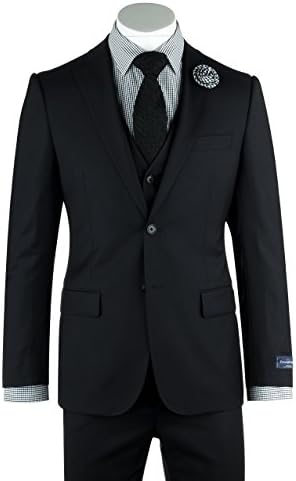 Tiglio Zegna Ermenegildo Cloth Superfine Wool Black Suit & Vest by Canaletto Menswear