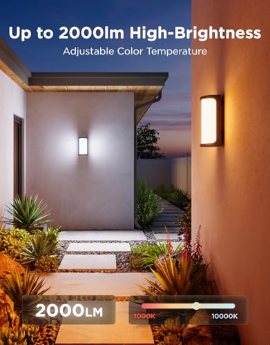 Govee Outdoor Wall Lights Pro, 2 Pack, 2000LM, RGBICWW 72-Zone Customization, Music-Sync, IP67 Waterproof for Outdoor Decor, Porch, Garage, Yard, Patio, Compatible with Alexa, Google Home and Matter