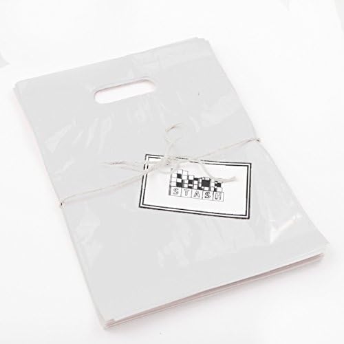Packstash 11 x 15 x 3" (100 Qty)-Inch Frosted Semi-Transparent Retail Merchandise Plastic Shopping Bags - (Medium) Premium Tear-Resistant Film, Double Thick Handles, Vibrant Glossy Finish