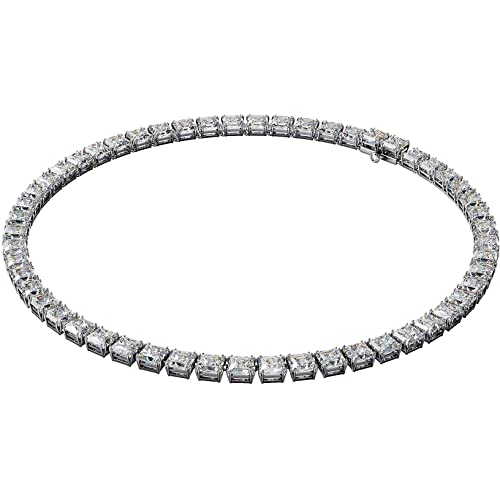 Swarovsk Matrix All-Around Necklace, Bracelet, Clip Earrings, Clear Square-Cut Crystals, Rhodium