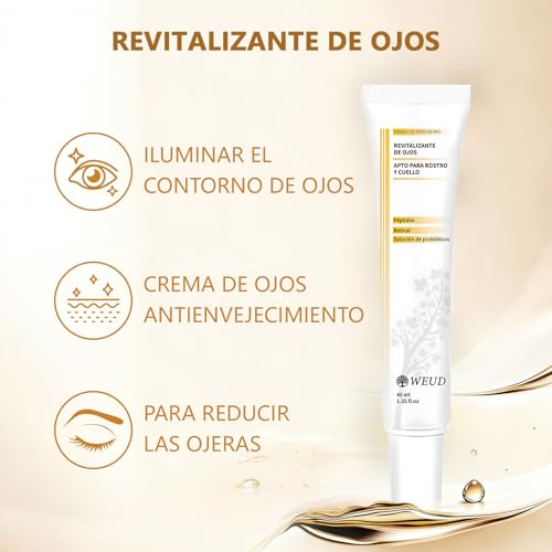 WEUD Contorno de Ojos con Retinal, Péptidos y Probióticos, Crema Ojos Hidratante para Bolsas, Líneas Finas, Ojeras y Arrugas, Cuidado de La Piel Coreano, Eye Cream Coreano para Todo Tipo de Piel (2 Contorno de Ojos)