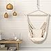 E EVERKING Hanging Rope Hammock Chair Swing Seat with Two Seat Cushions and Carrying Bag, Cotton Weave Porch Swing Chair for Indoor, Outdoor, Garden, Patio, Porch, Yard, Max 265 Lbs