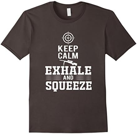 Mens Keep Calm - Exhale &amp; Squeeze. Sniper t-shirt 2nd Amendment Large Asphalt