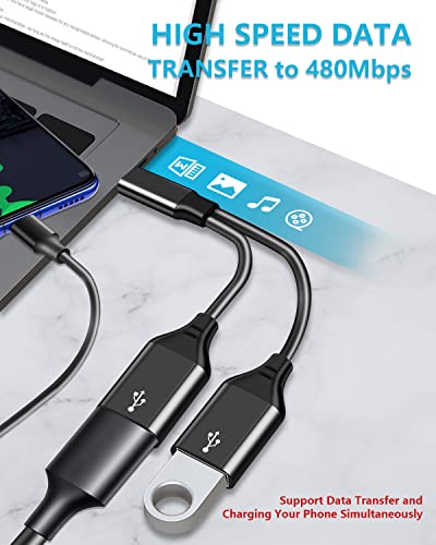 USB C Male to Dual USB Female Adapter USB Type C to Dual USB Splitter USB C to Double USB 2.0 Adapter Dual USB OTG Adapter for MacBook, iPad Pro/iPad Air 4/Mini6, Samsung Tabs S8 Ultra, Surface