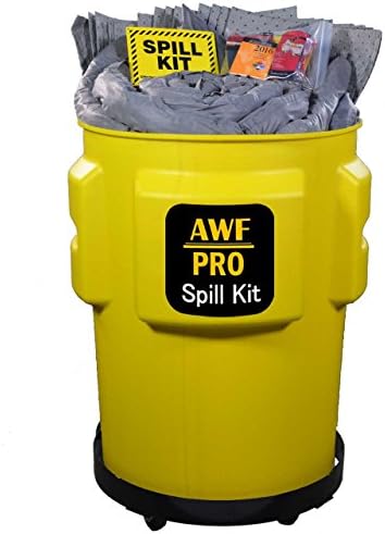 95 Gallon Universal Spill Kit Includes Overpack Drum,150 Spill Pads 15"x19",8 Socks 3" x 12',7 socks 3"x4',9 Pillows 18"x18",Safety Goggles,Chemical Gloves,Response Guidebook,Disposal Bags, Spill Sign