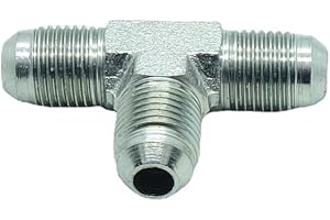 CDQBWKJGFJ 2 Pcs Hydraulic 3/8" JIC (9/16"-18) 37° Flare Union Tee, JIC Male x JIC Male x JIC Male T Adapter Steel Plated
