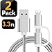 Dimco 2 in 1 USB Charging Cable - Compatible with Lightning cable iPhone charger - Micro USB cable Android charger - works with iOS Android Devices - Nylon Braided Phone Charger Cord - 2 Pack (3.3 ft)