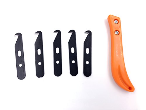 Utility Hooked Knife Steel Blade Golf Club Grip Hook Blade Knife (5pcs Blade, 1pc Knife Handle)