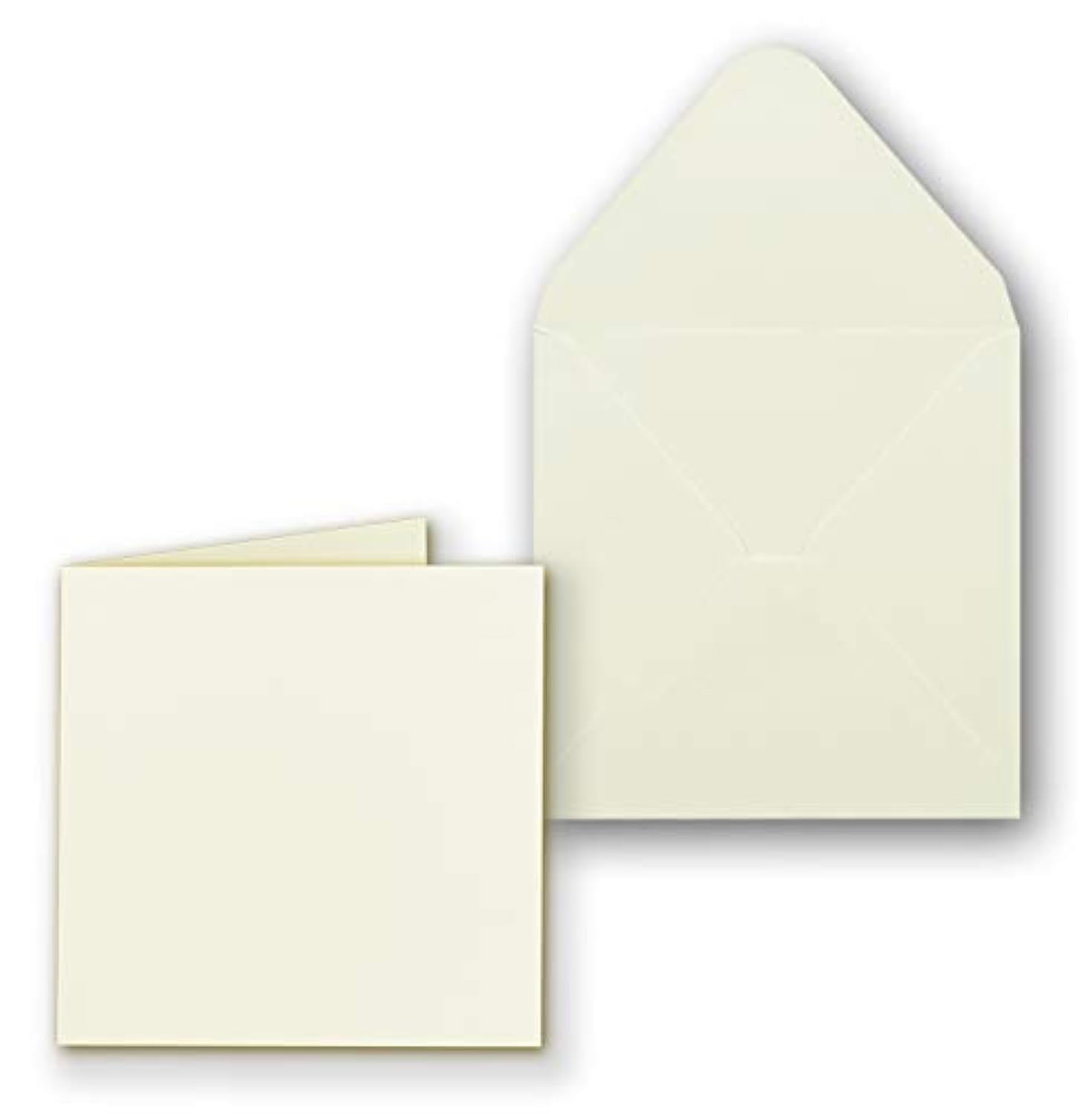 Gustav Neuser C-Line sets of square cards with envelopes, cream-white/natural white, ideal for DIY and creative crafts 50 Pieces White