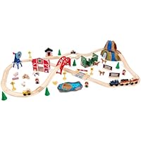 KidKraft Wooden Rural Farm Train Set with 75 Pieces