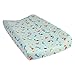 Dinosaurs Deluxe Flannel Changing Pad Cover - Dinosaurs Scatter Print Cotton Flannel, Blue, Orange, Red, Green, Fully Elasticized, 6 in Deep Pockets, Fits Standard Changing Pad 16 in x 32 in