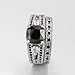 FENDINA Womens Luxurious 18K White Gold Plated Wedding Engagement Rings Princess Cut 2.5ct Created Black Diamond Solitaire Anniversary Promise Rings Set