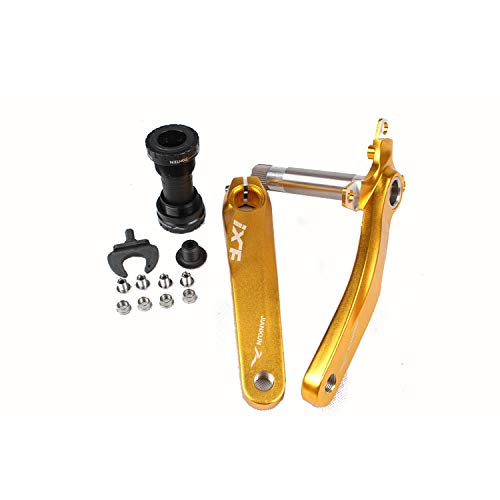 Bicycle Crank Arm Set BCD 104 Road Mountain Bike Crankset with Bottom Bracket (Gold)