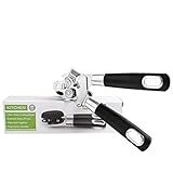 WinFong Can Opener, Professional Portable Manual Can Opener, 3 in 1 Stainless Steel Sharp Blade Built in Bottle Opener with Easy Turn Knob and Ergonomic Anti-slip Handles