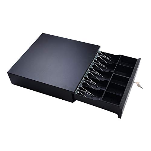 Safstar POS Cash Drawer Box Money Storage, Point of Sale Register, Key-Lock w/Removable Coin Trays