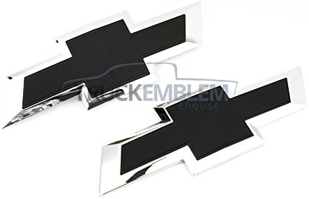 Truck Emblem Warehouse 2 New Custom Black & Chrome Silverado 2014-2015 Grill Tailgate Bow TIE Set
