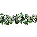 2 Pack Artificial Greenery Garland, Fake Vines - 6FT Faux Green Garland with White Flowers and 5.6FT Artificial Ivy Green Leaves Garland, Decorative Vines Table Runner Garland