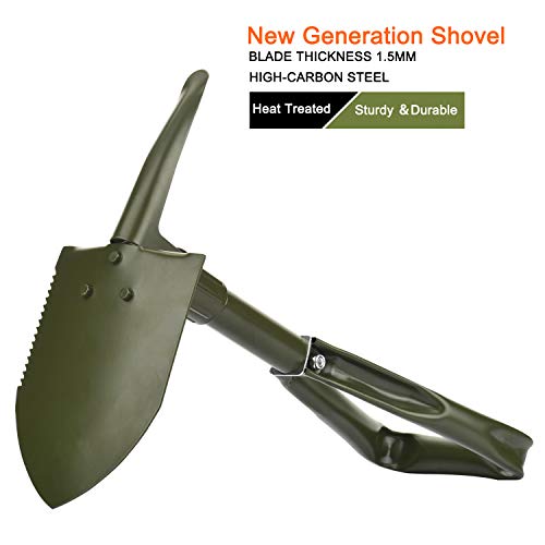SUNHOO Collapsible Shovel, Mini Spade Shovels for Digging, Military Style Entrenching Tool for Golf Hole, Gardening, Lawn, Camping, Off Road, Portable Car Emergency Kit