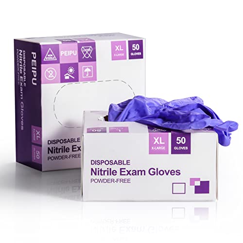 PEIPU Nitrile Gloves,Disposable Cleaning Gloves,(Medium, 50Count