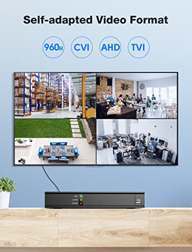 Wired Security Camera, EZFIX 1080P 100ft Full-Color Night Vision 2.0MP CCTV Camera (Hybrid 4-in-1 HD-CVI/TVI/AHD/960H Analog CVBS), 2PCS LED, 82.2° View Angle, Waterproof Surveillance Camera (Black)