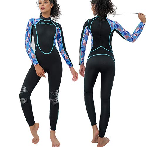 image for CtriLady Wetsuit Women Neoprene One Piece Full Diving Suits Long Sleev
