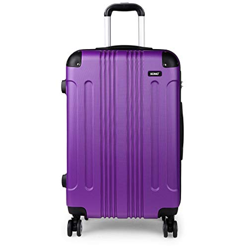 Kono 20" Carry-on Suitcase Hard Shell ABS Lightweight Travel Trolley Case with 4 Spinner Wheel Fashion Luggage for Business Holiday (20" Purple)